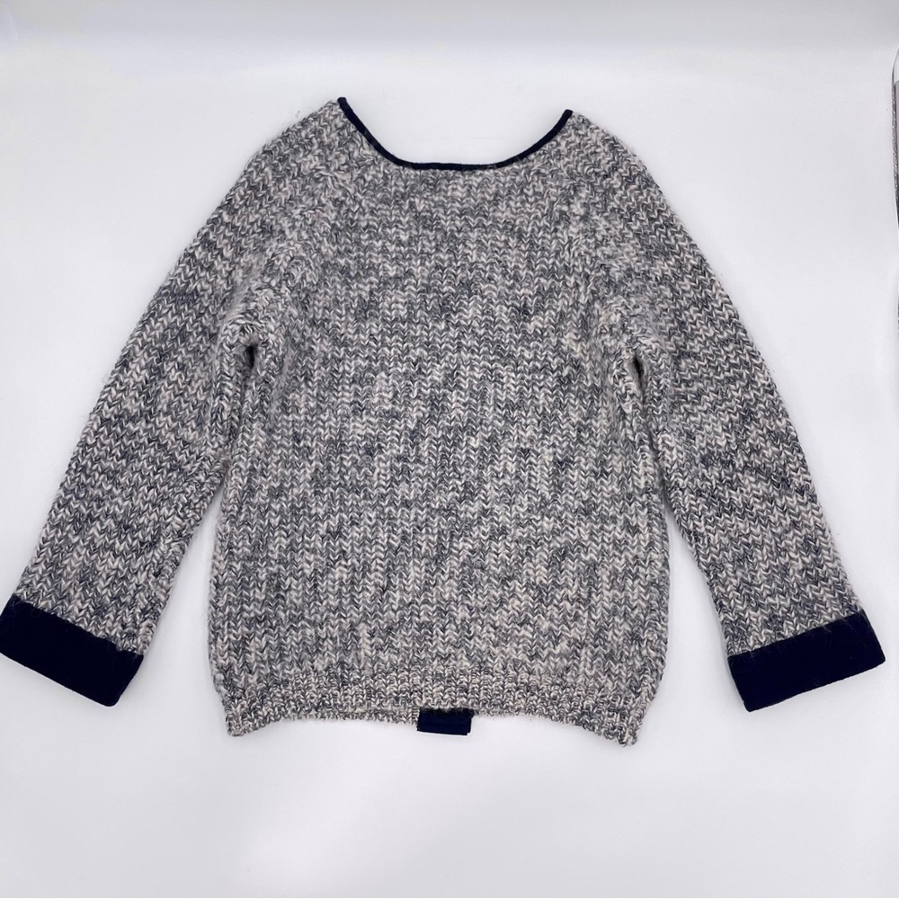 Handmade Cardigan Sweater Variegated Off-White Blue Gray Long Sleeve Wool‎ Women - Picture 2 of 14